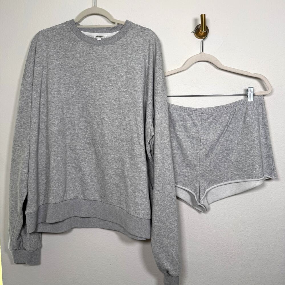 Superdown Womens Sweatshirt Shorts Set Size L 100% Gray Casual Comfy Gray